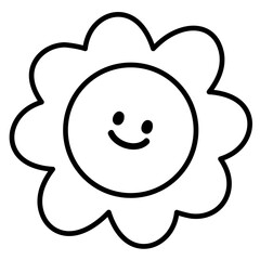 Flower outline for spring and summer, nature and garden, cartoon, mascot, tattoo, floral sticker, colouring book for kids and adults, brand logo, icon, decorations, fabric print, ads, plant