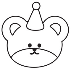 Teddy Bear outline for colouring book, cartoon, character, mascot, comic, pet logo, animal icon, tattoo, decoration, social media post, print, ads, banner, sign, symbol, birthday party elements