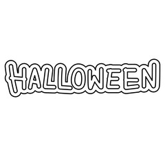 HALLOWEEN font outline drawing for Halloween decoration, typography, kid and adult colouring book, campaign logo, comic, spooky icon, print, grocery shopping, banner, trick or treat, tattoo, sticker