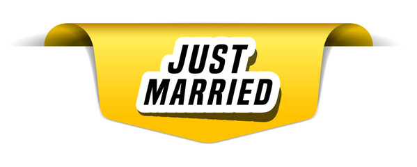 Colorful vector flat design banner just married. This sign is well adapted for web design.