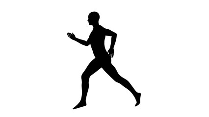 Fototapeta na wymiar Silhouette of a beautiful young athletic man running or jogging, transparent background. 3d illustration (rendering).