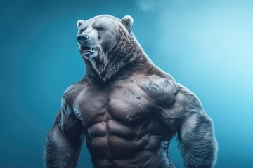 Bear bodybuilder. AI generative art - obrazy, fototapety, plakaty