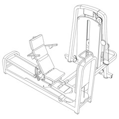 Leg Exercise Equipment. Gym equipment on white background vector illustration. Different fitness equipment for muscle building. Workout and training concept.