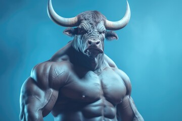 Fototapeta na wymiar Bull bodybuilder. AI generative art
