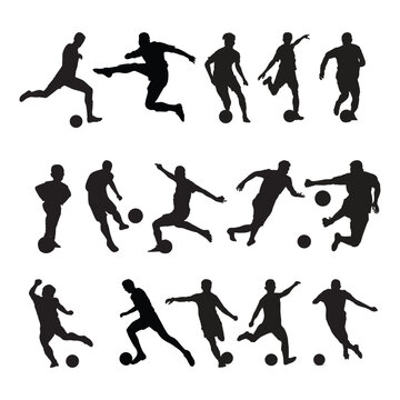 Set of  football player silhouettes vector.
