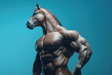 Fototapeta na wymiar Horse bodybuilder. AI generative art