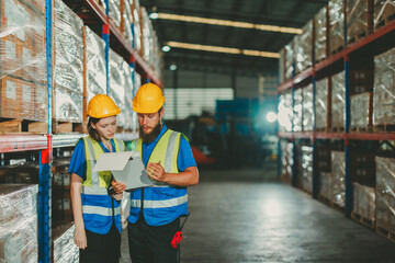 Warehouse staff verify automotive, paper items using handheld device, ensuring precise shipment.