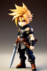 Knight with Cloud strife from final fantasy whit buster sword