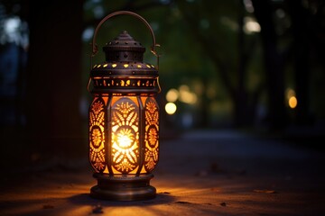 solar lantern glowing in the dark
