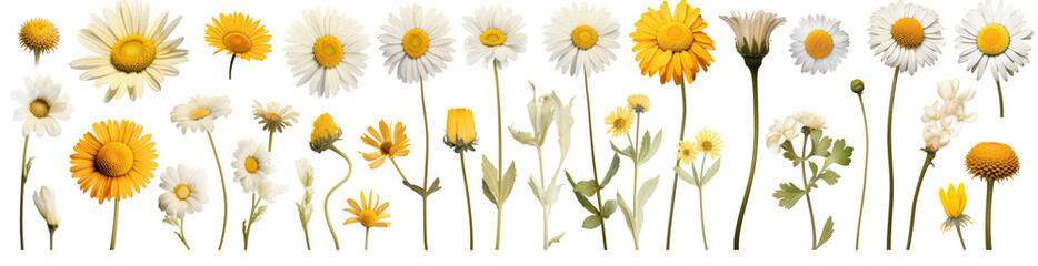 Set of different beautiful flowers, spring time. Banner design.
