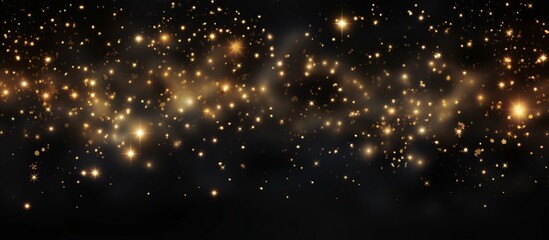 Dreamy and Festive Mood with Shining Gold Stars on Black, AI Generated