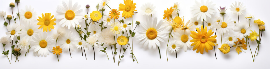 Obraz premium Set of different beautiful flowers, spring time. Banner design.