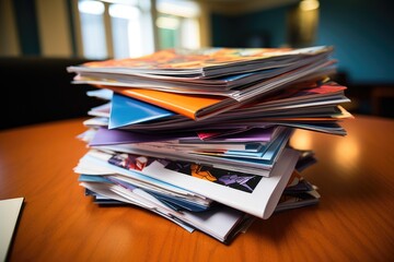 stack of college brochures with a reimbursement contract