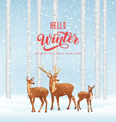 Winter background, landscape. New year and Christmas greeting card.