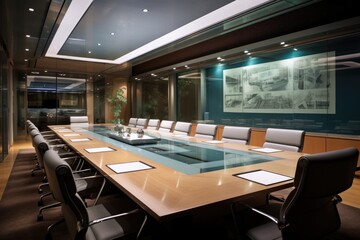 a modern boardroom with an overhead projector - obrazy, fototapety, plakaty