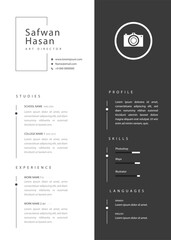 Infographic Cv template.Classy employment interview minimalist sample simple applications resume creative vector illustration design.professional corporate company job modern cover curriculum vitae - obrazy, fototapety, plakaty