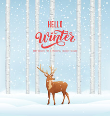 Winter background, landscape. New year and Christmas greeting card.