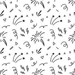 Cute line doodle firework seamless pattern. Vector illustration. Holiday event design. Christmas salute © Kseniia