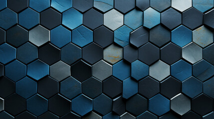 A pattern of blue and gray hexagons