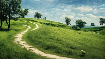 The road that goes through the green hills