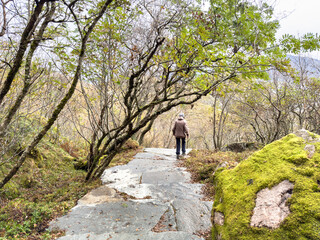 Hike up Sherpa steps from the south to Torghatten cave, and Sherpa steps in the north, Brønnøy, Nordland, Norway