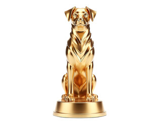 Golden dog award trophy, cut out. Award for first place in dog show