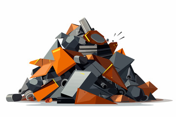 metal pile of trash vector flat minimalistic isolated vector style illustration - obrazy, fototapety, plakaty