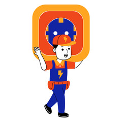  young man electrician vector illustration