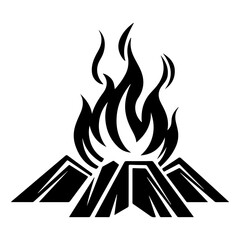 Hand drawn camping bonfire. Vector illustration of fire in sketch