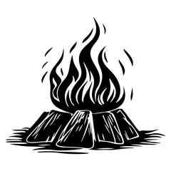 Hand drawn camping bonfire. Vector illustration of fire in sketch