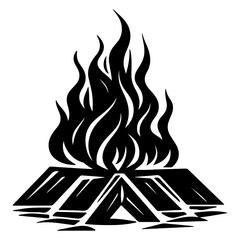 Hand drawn camping bonfire. Vector illustration of fire in sketch