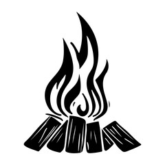 Hand drawn camping bonfire. Vector illustration of fire in sketch