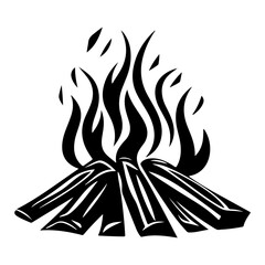 Hand drawn camping bonfire. Vector illustration of fire in sketch