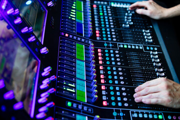 Closeup of sound control panel