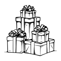 christmas presents, Hand Drawn Christmas Elements  vector illustration.