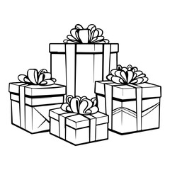 christmas presents, Hand Drawn Christmas Elements  vector illustration.