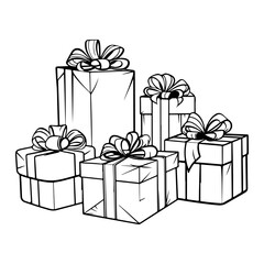christmas presents, Hand Drawn Christmas Elements  vector illustration.