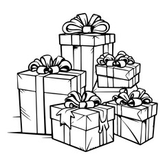 christmas presents, Hand Drawn Christmas Elements  vector illustration.