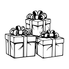 christmas presents, Hand Drawn Christmas Elements  vector illustration.