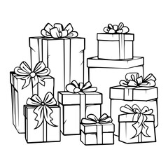 christmas presents, Hand Drawn Christmas Elements  vector illustration.