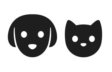 Cat and dog head silhouette icon