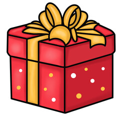 red gift box with yellow ribbon