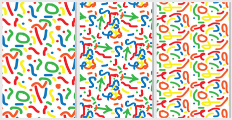 Fun colorful abstract line doodle shape set. Creative minimalist style art symbol collection for children or party celebrations with modern shapes