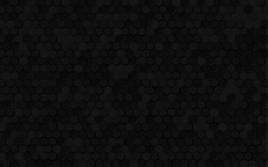 Abstract black hexagon Background for backdrop, Web, Banner. Abstract dark grey hexagon mesh black shadow background vector illustration. 
