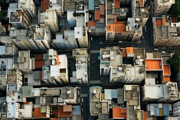 Overhead view of urban landscape. Generative AI