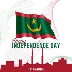 Premium Vector | Waving mauritania flag for mauritania independence day design
