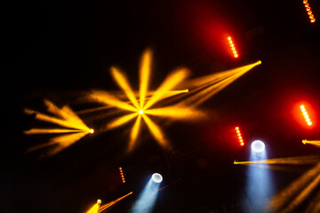 Colorful concert lights on empty stage