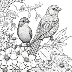 an adult coloring book page that is partially colored high detail 8k 