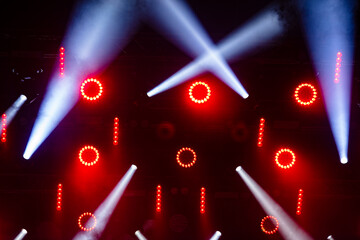Colorful concert lights on empty stage