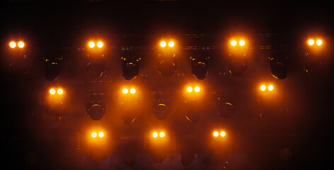 Colorful concert lights on empty stage